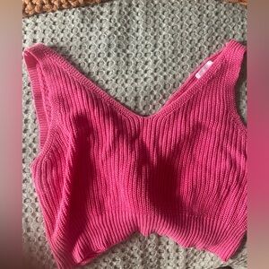 Pink Lily pink sweater tank with back twist detail